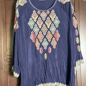Johnny Was Kikumi Embroidered blouse Plus Size 3X